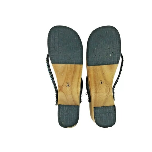 Beach Feet Womens Black Casual Cuban Heel Slip On Flip‎ Flop Sandal Size US 8 - Picture 9 of 11